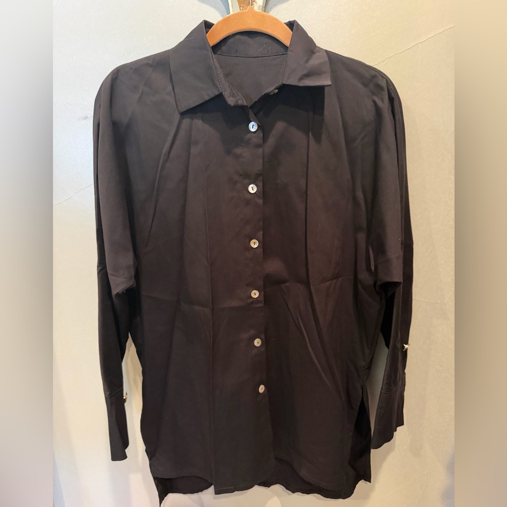 Elegant Black Women's Button Down Shirt